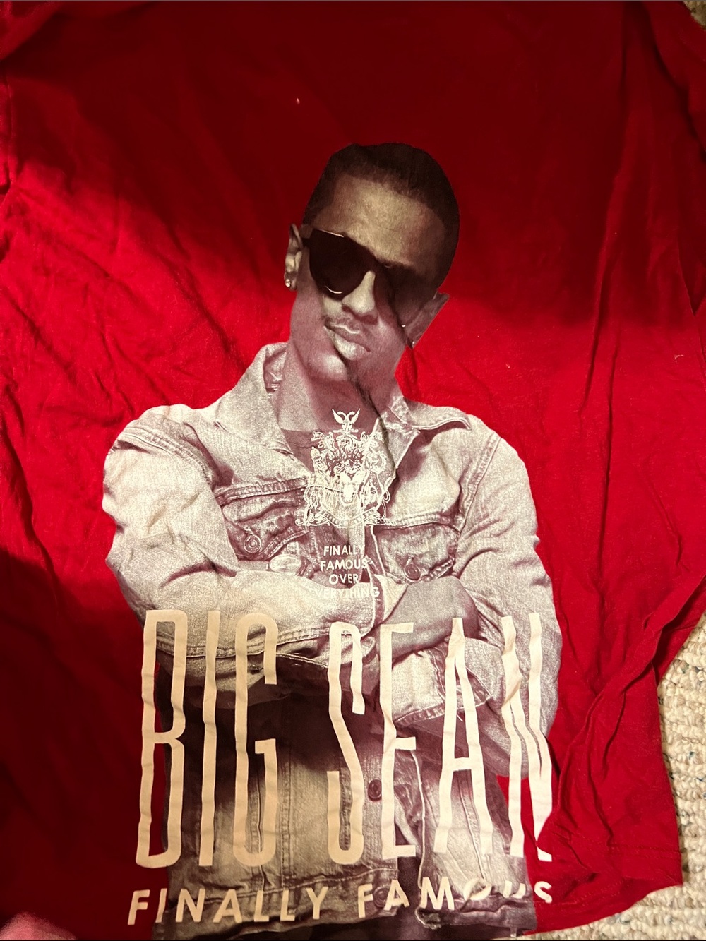 Bay Island Red Graphic Tee with Monochrome Portrait